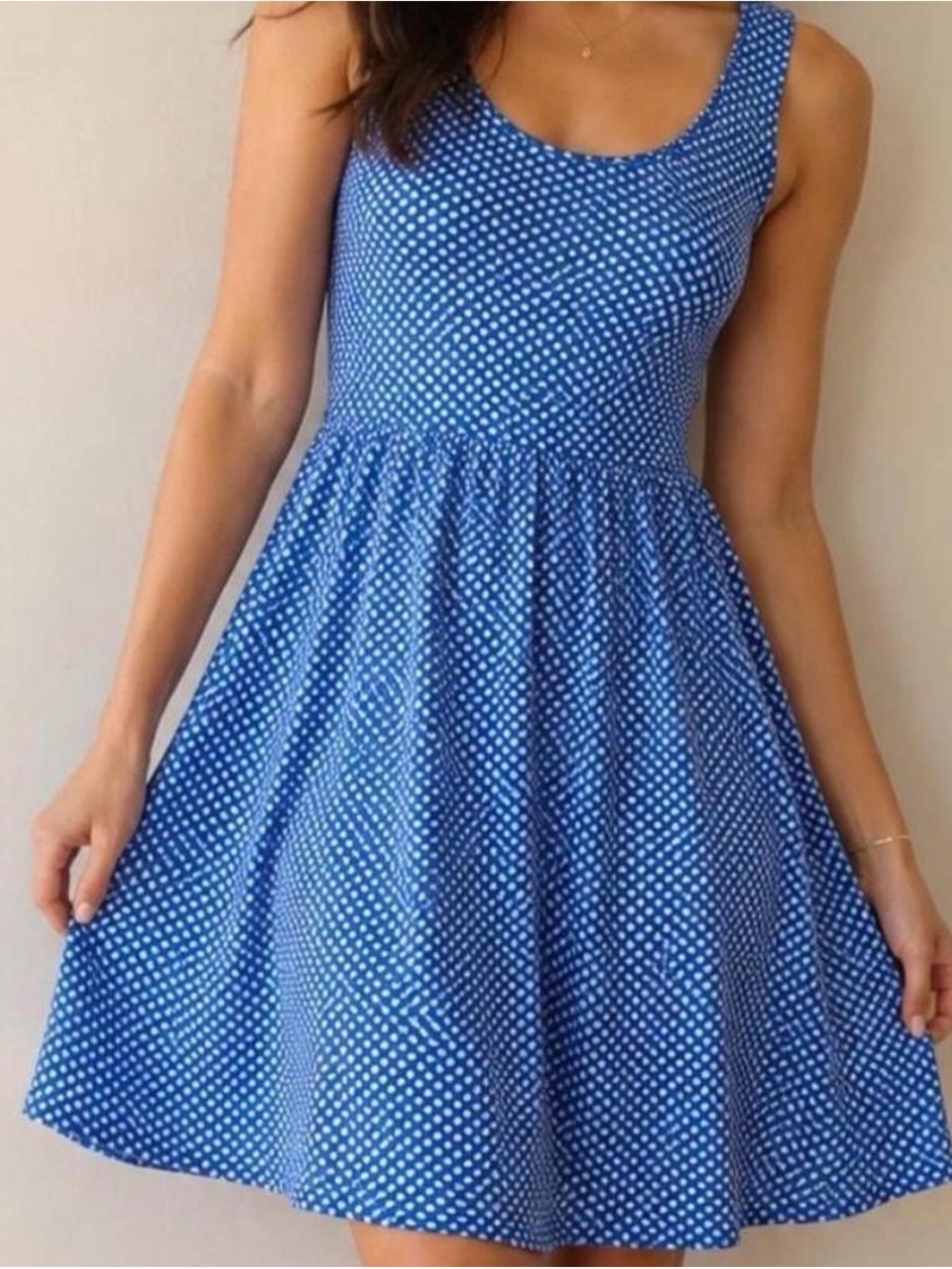 Anthropologie Maeve Caldera Blue Polka Dot Fit & Flare Dress Size S, EUC